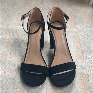 A New Day Black Strap Block Heels. Size 10